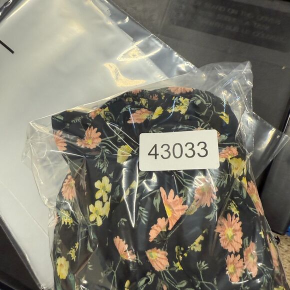 Lands' End Dress Women 2P Petite Black Floral Shift Short V-Neck Long Sleeve - Picture 7 of 7